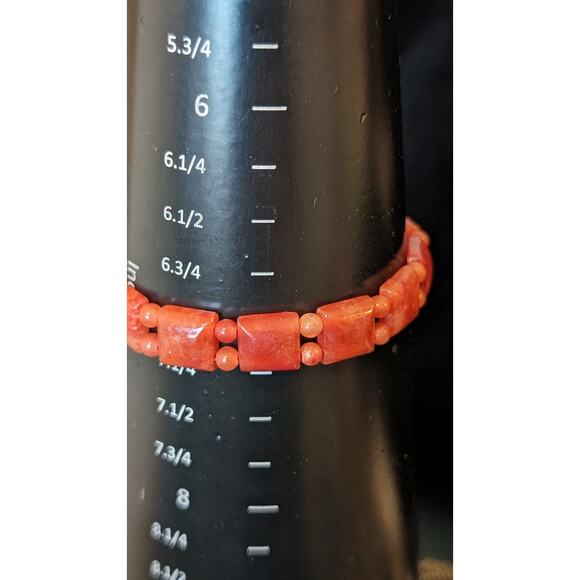 Reddish Brown Stone Bead Stretch Bracelet - Picture 4 of 5